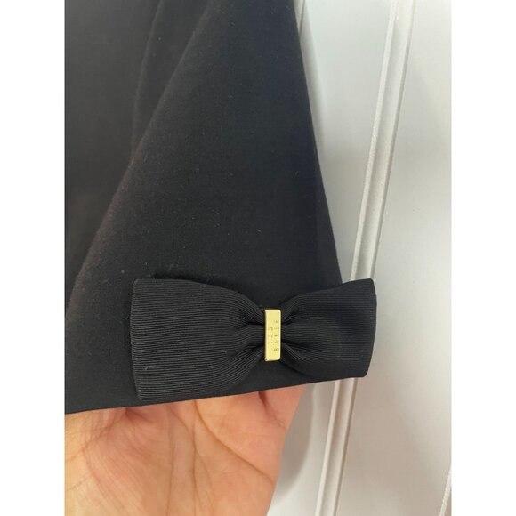 Ted Baker London Black Short Sleeve Crop Top With Bow Details & Gold Zipper - Picture 5 of 14